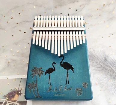 Калимба Музыкальный инструмент 17 key Kalimba Blue Flamingo