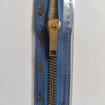 Металлическая неразъемная молния с механическим фиксатором 6 Opti, синий, 220