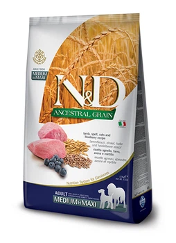 Низкозерновой сухой корм Farmina N&D Low Grain Dog Lamb & Blueberry Adult Medium&Maxi с ягненком и черникой для взрослых собак средних и крупных пород, 2.5 кг