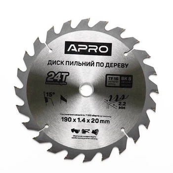 Диск пиляльний по дереву Apro 190x20 мм 24Т
