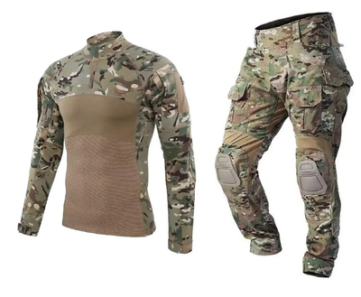 Тактичний літній військовий костюм форма Gunfighter мультикам убакс, штани+наколінники р.4XL