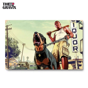 Деревянный Постер "GTA V" 87 х 57 см ( А1 формат, фанера / МДФ )