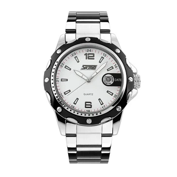 Мужские часы Skmei 0992 S Robby Steel Серебристые с белым циферблатом