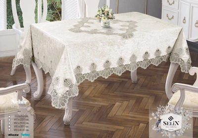 Велюровая скатерть Selin Nehir 160х300 Кремовый