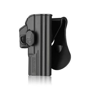 Жесткая полимерная поясная кобура кобура AMOMAX для пистолетов Glock 19/23/32/19X под правую руку.