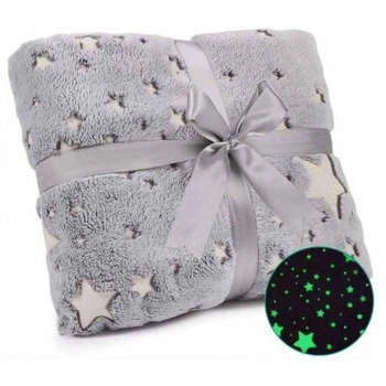 Плед, що світиться в темряві, плюшеве покривало Blanket kids Magic Star 150х100 см. Колір: сірий