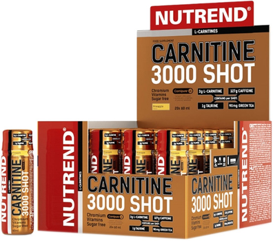 Жироспалювач Nutrend Carnitine 3000 Shot 20 x 60 мл Апельсин (8594073177575)