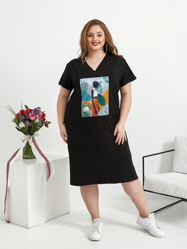 Платье с нашивкой Ukreina Трикотаж 5XL Черное U21Pla0925