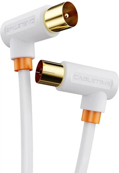 Кабель Cabletime Телевизионный, 2 м, Г-образный 90 градусов Male to Female, 75OH м White (CF35L)