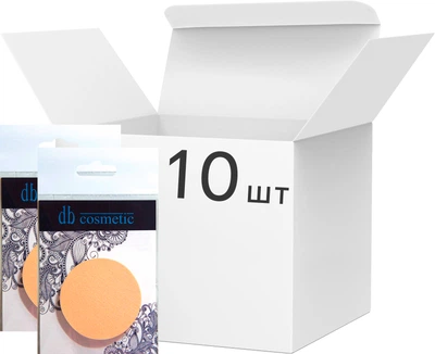 Упаковка спонжей db Cosmetic №992 прорезиненных Круг Бежевых 10 шт (8026816999927)