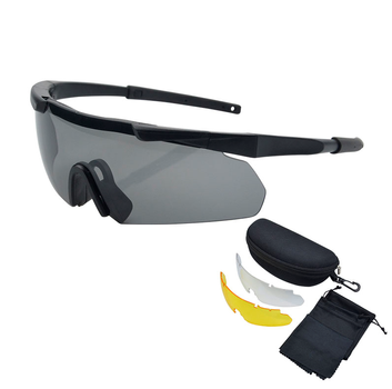 Захисні тактичні армійські окуляри ESS Чорні .3 комплекти лінз.Товщина лінз 3 мм !