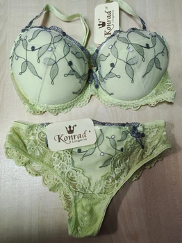 Комплект кружевного женского белья Польша PUSH-UP Konrad lingerie LEYLA 99-235 80C Салатовый