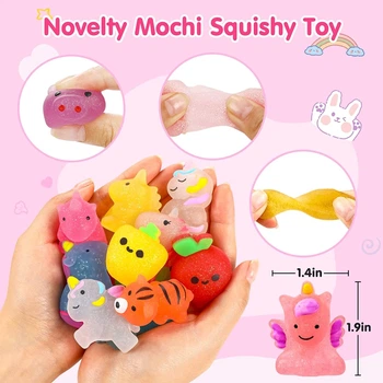Набор игрушек-сюрпризов антистресс Сквиши с блестками 10 штук - Mochi Squishy Glitter . Есть ОПТ