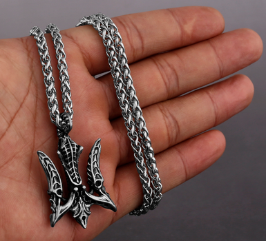 Кулон подвеска Vikings Poseidon тризуб Посейдона, герб Украины с цепочкой - Silver