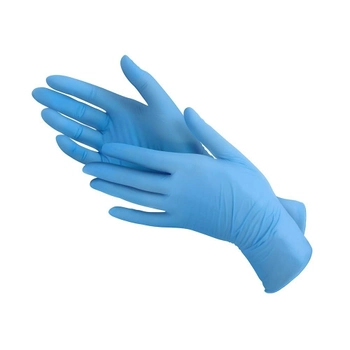 Нітрилові рукавички MedTouch Blue (4 г) без пудри текстуровані розмір S 100 шт. Блакитні