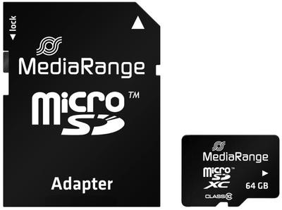 Карта памяти MediaRange microSDXC 64GB Class 10 + SD адаптер (MR955)