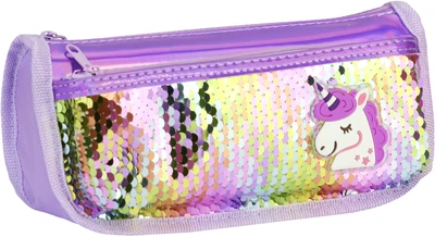 Пенал Cool For School 2 отделения с пайетками и аппликацией Фиолетовый (CF5949-purple)