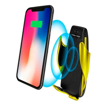 Держатель в автомобиль с беспроводной зарядкой для телефона (Iphone и Android) Smart Sensor S5