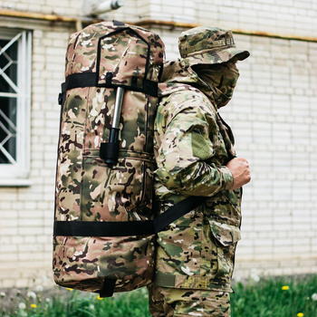 Баул-сумка 100л армейская Cordura мультикам с креплением для каремата и саперной лопаты.