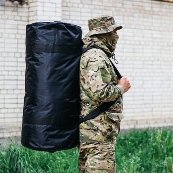 Сумка баул военная, баул армейский Оксфорд черный 120 л тактический баул, тактический баул-рюкзак