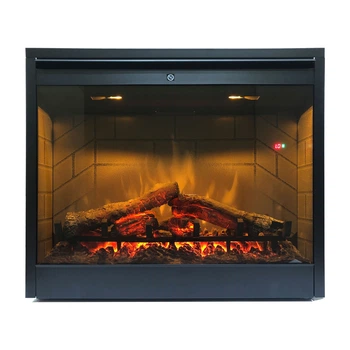 Электрокамин с обогревом Dimplex Symphony 26 LED (DF2608-INT) с дровами, эффектом тления, кирпичами, подсветками, размер 695x600x231