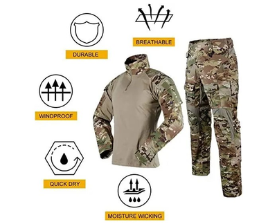Тактичний костюм G3 Multicam, штурмова військова, бойова форма, сорочка з довгим рукавом та штани з наколінниками Мультикам р.4XL