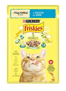Упаковка влажного корма Purina Friskies для кошек с лососем (кусочки в соусе) 26 шт х 85 г