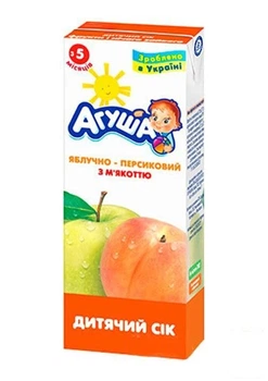 Сік Агуша яблучно-персиковий (з м'якоттю) 1х0,2 л (97010)