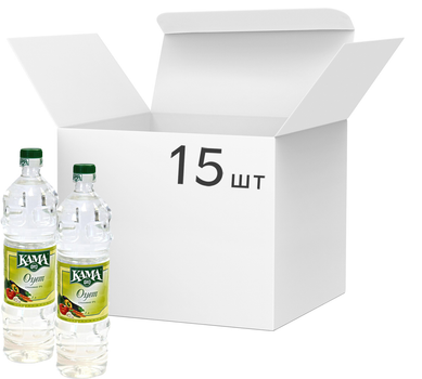 Упаковка уксусной кислоты Кама столовой 9% 1 л х 15 шт (4820086370103)