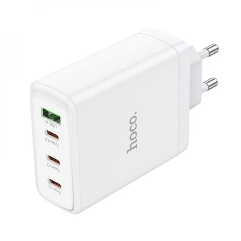 Сетевое Зарядное Устройство Hoco N31GAN (USB, 3xType-C, 100W, быстрая зарядка, 5A, EU, с быстрой зарядкой) - Белый