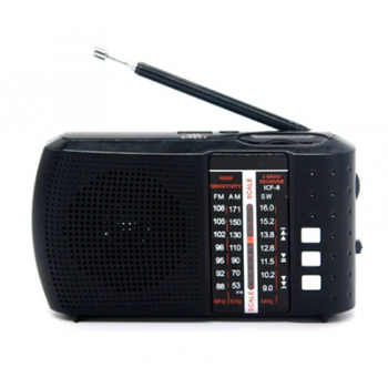 Карманный радиоприемник волны ФМ/AM/SW/MP3 плеер ICF8. аккумулятор 18650, Bluetooth/SD/USB черный - Refurbished