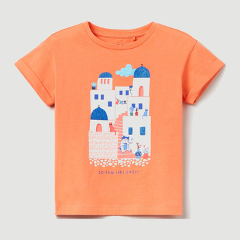T-shirt dziecięcy dla dziewczynki OVS 1790536 110 cm Pomarańczowy (8057274915112)