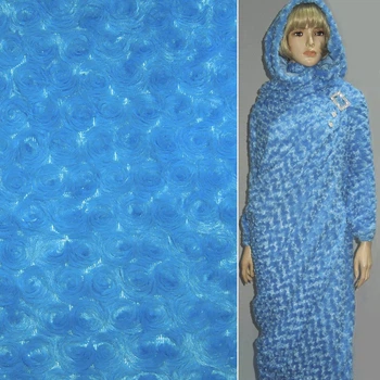 Мех искусственный голубой с розочками ш.150 (21325.001)