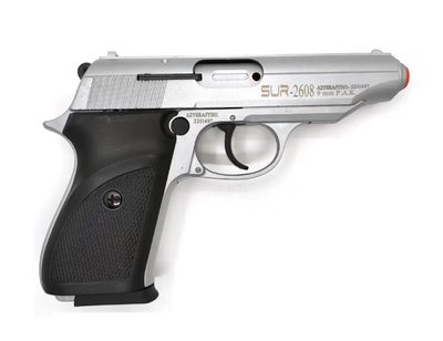 Стартовый пистолет SUR 2608 Matte Chrome + Патроны 25шт + ДОП магазин.