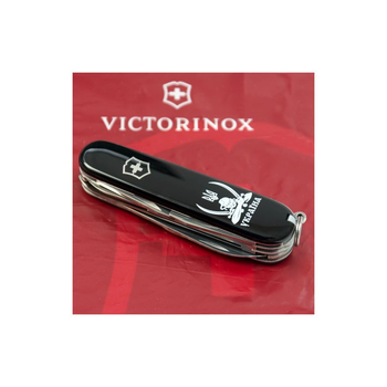 Нож Victorinox Huntsman Ukraine Black "Козак з Шаблями" (1.3713.3_T1110u)