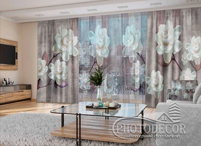 3D - Фото Шторы и тюль PHOTODECOR "3D Цветы"