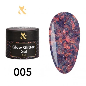 Глиттерный гель F.O.X Glow Glitter Gel 005 плотный материал с мелкими блестками и крупной слюдой разных форм 5 мл (2100994263509)