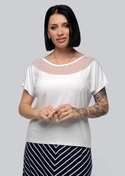 Трикотажна блузка з мереживом For women М-101 58 Білий