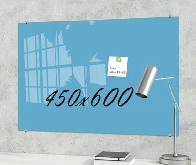 Скляна маркерна магнітна дошка S-Mix 600х450 мм Блакитна