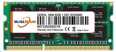 Oперативная память Walram SODIMM DDR3L 8Gb, 1600 MHz, для ноутбуков и моноблоков