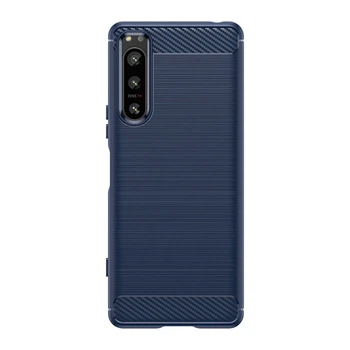 Чохол Lenuo Carbon Fiber для Sony Xperia 5 IV Navy Blue