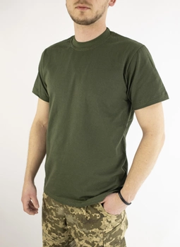 Хлопковая военная футболка олива, 46