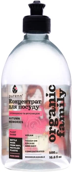 Натуральний рідкий засіб Purenn Organic Family Autumn Memories для миття посуду з алое, ромашкою та брусницею 0.5 л (4751024880043)