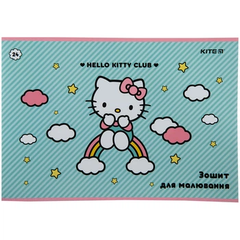 Альбом зошит для малювання Kite Hello Kitty 24 листи А4 яскравий дизайн Turquoise