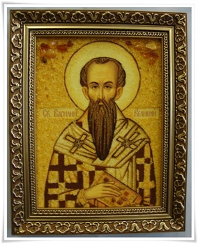 Икона из янтаря Святого Василия Великого Prezent Василий II 15*20 см