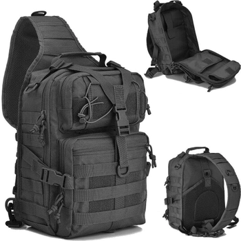Тактическая сумка через плечо рюкзак однолямочный тактический Hawk 17л черный