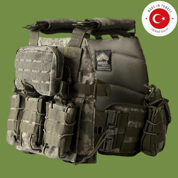 БС ASDAG Турецкий камуфляж, Плитоноска Asdag с системой быстрого сброса и подсумками / Разгрузочный жилет