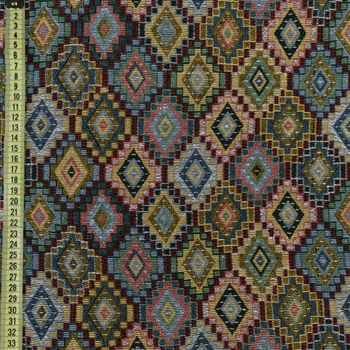 Гобелен с бежево-зелеными +розово-голубыми ромбами ш.150 (20308.004)