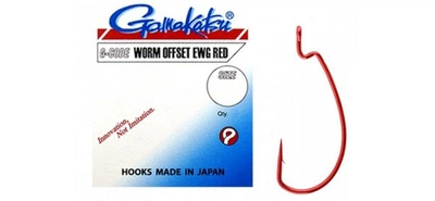 Крючок GAMAKATSU WORM OFFSET EWG RED № 01, 5шт,26879