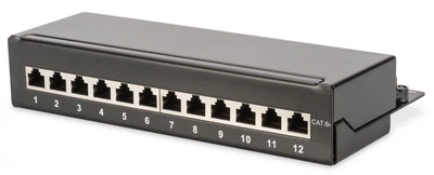 Патч-панель DIGITUS Desktop, 12 портів, 6A STP у зборі, RAL 9005